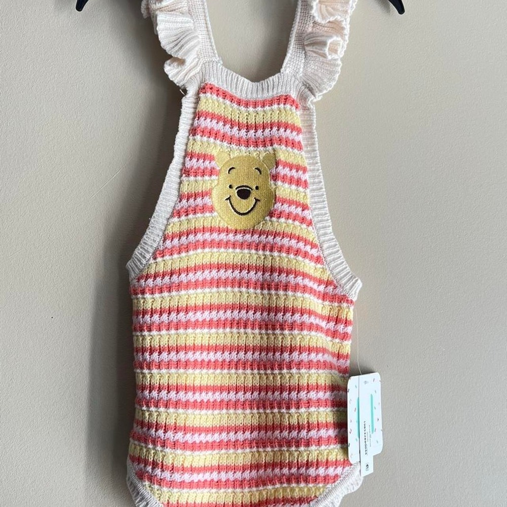 12-18 month Winnie the Pooh knit baby girl romper